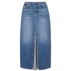 NEW Reformation Women's Tazz Maxi Denim Skirt Women's Size 31 Blue Split Front